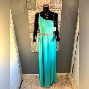 One Shoulder Spaghetti Strap Bridesmaid Dress giving goddess vibe